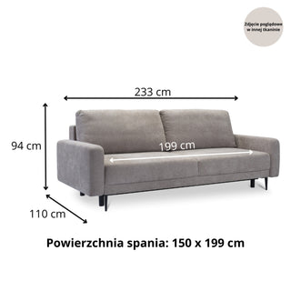 Sofa BERGEN rozkładana z pojemnikiem na metalowych nóżkach
