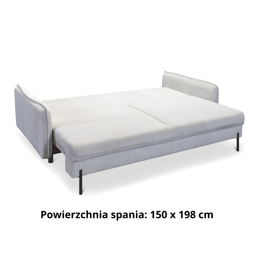 BJORK sofa bed with storage on metal legs