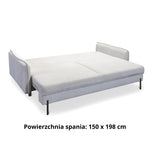 BJORK sofa bed with storage on metal legs