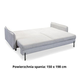 Sofa BJORK rozkładana z pojemnikiem na metalowych nóżkach