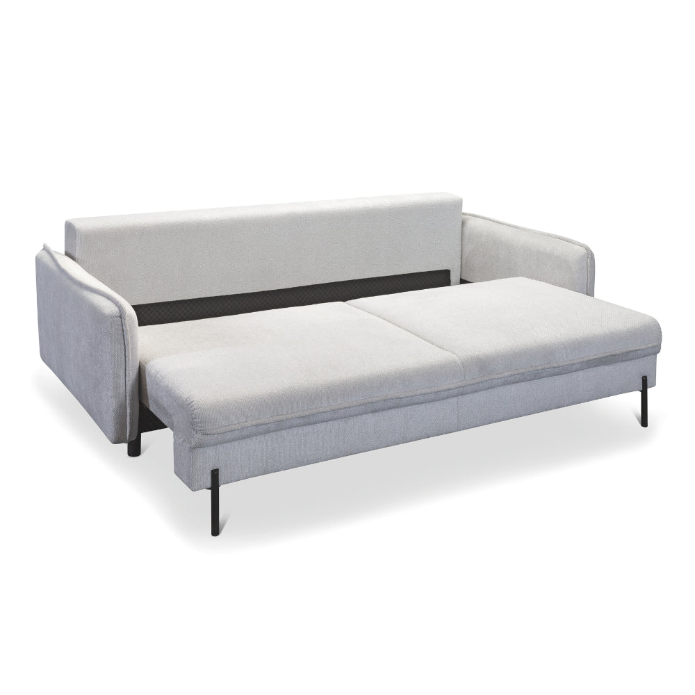 BJORK sofa bed with storage on metal legs