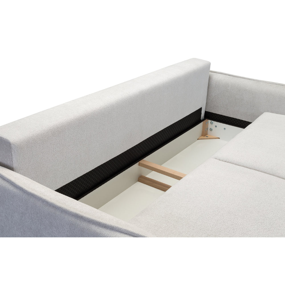 BJORK sofa bed with storage on metal legs
