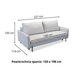 BJORK sofa bed with storage on metal legs