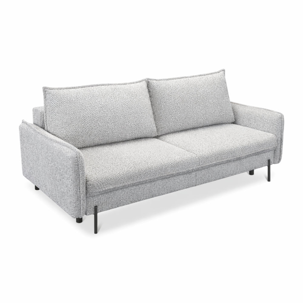 BJORK sofa bed with storage on metal legs