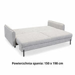 BJORK sofa bed with storage on metal legs