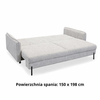 Sofa BJORK rozkładana z pojemnikiem na metalowych nóżkach