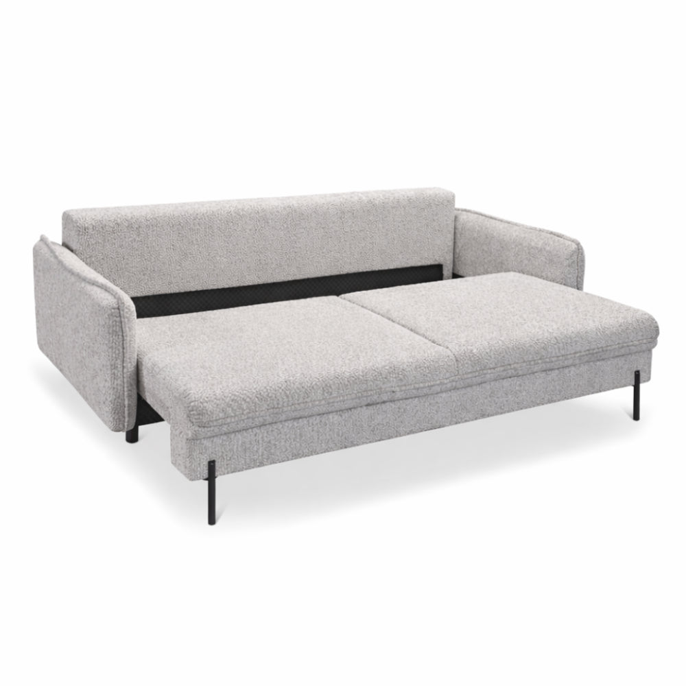 BJORK sofa bed with storage on metal legs