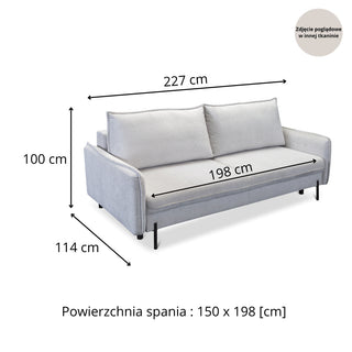 Sofa BJORK rozkładana z pojemnikiem na metalowych nóżkach