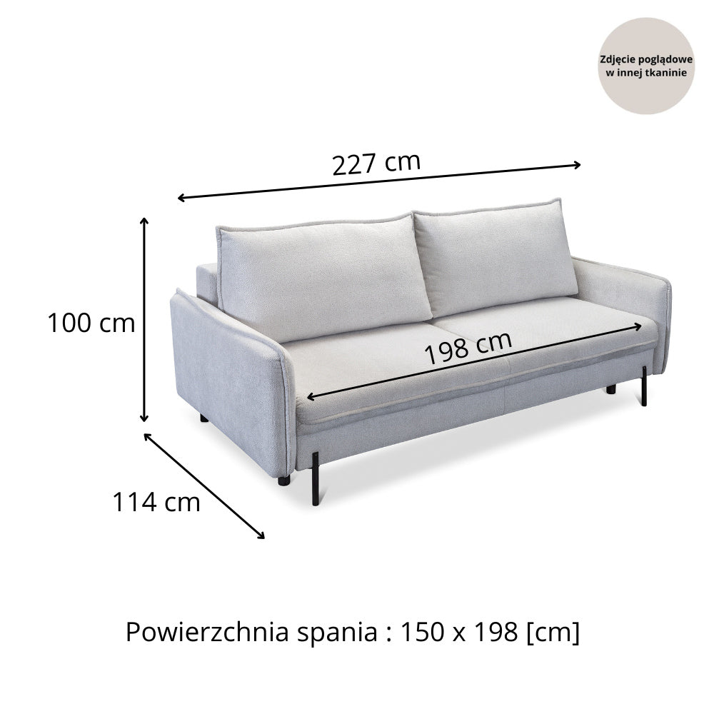 BJORK sofa bed with storage on metal legs
