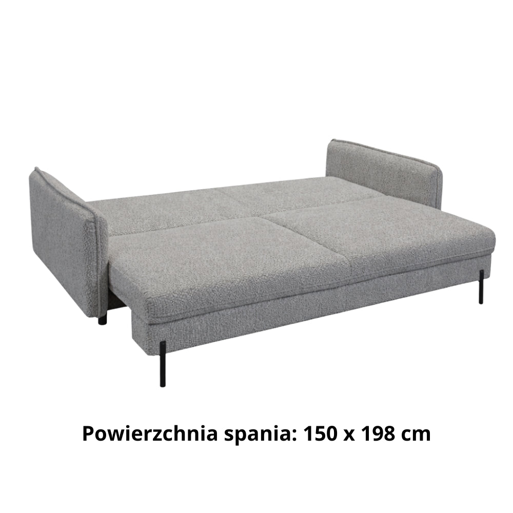 BJORK sofa bed with storage on metal legs