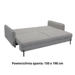 BJORK sofa bed with storage on metal legs