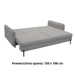 Sofa BJORK rozkładana z pojemnikiem na metalowych nóżkach