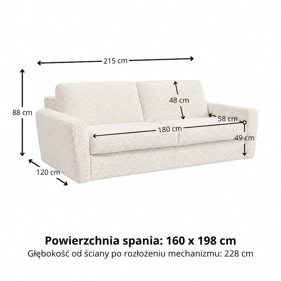 DOLLY 3-seater sofa with sleeping function, Italian frame, 160 cm mattress and container