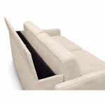 Sofa EMA 2,5 osobowa z pojemnikiem i funkcją spania codziennego stelaż włoski z materacem 140 cm