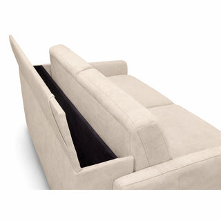 Sofa EMA 2,5 osobowa z pojemnikiem i funkcją spania codziennego stelaż włoski z materacem 140 cm