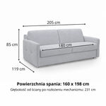 EMA 3-seater sofa with daily sleeping function, Italian PRO frame, 160 cm mattress and bedding container