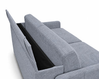 Sofa EMA 3 osobowa z pojemnikiem i funkcją spania codziennego stelaż włoski z materacem 160 cm