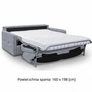 Sofa EMA 3 osobowa z pojemnikiem i funkcją spania codziennego stelaż włoski z materacem 160 cm