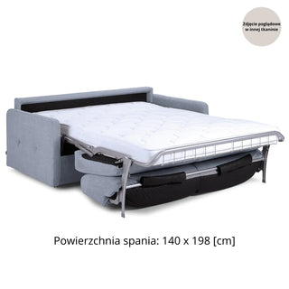 Sofa EMA 2,5 osobowa z funkcją spania codziennego stelaż włoski z materacem 140 cm