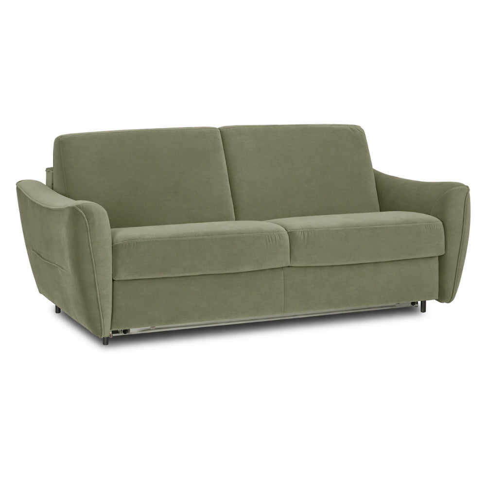 Sofa FLOSSY 2 osobowa z funkcją spania codziennego typu stelaż włoski z materacem 120 cm