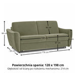Sofa FLOSSY 2 osobowa z funkcją spania codziennego typu stelaż włoski z materacem 120 cm