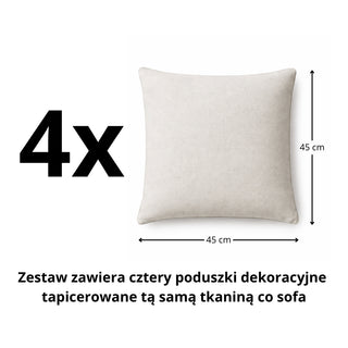 Sofa IVA 2,5 osobowa z funkcją spania codziennego stelaż włoski z materacem 140 cm + 4 poduszki dekoracyjne