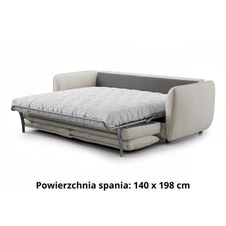 Sofa IVA 2,5 osobowa z funkcją spania codziennego stelaż włoski z materacem 140 cm + 4 poduszki dekoracyjne