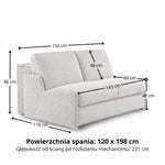 Sofa KIRA z funkcją spania codziennego stelaż włoski z materacem 120 cm i pojemnikiem