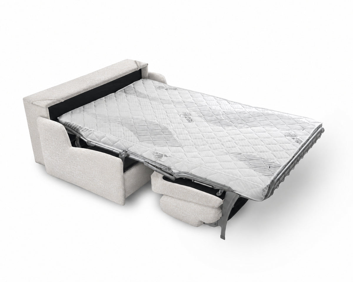 Sofa KIRA z funkcją spania codziennego stelaż włoski z materacem 120 cm i pojemnikiem