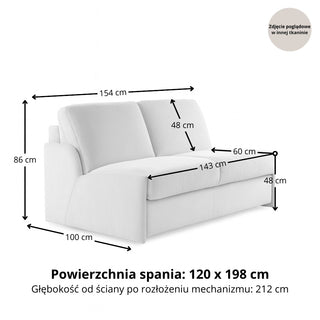 Sofa KIRA bez boków z funkcją spania codziennego stelaż włoski z materacem 120 cm