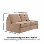 KIRA sofa without sides with daily sleeping function, Italian frame with a 120 cm mattress
