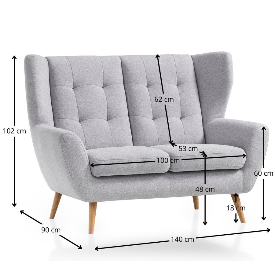 Sofa LAHTI uszak 2 osobowa pikowana na drewnianych nóżkach — i-sofa
