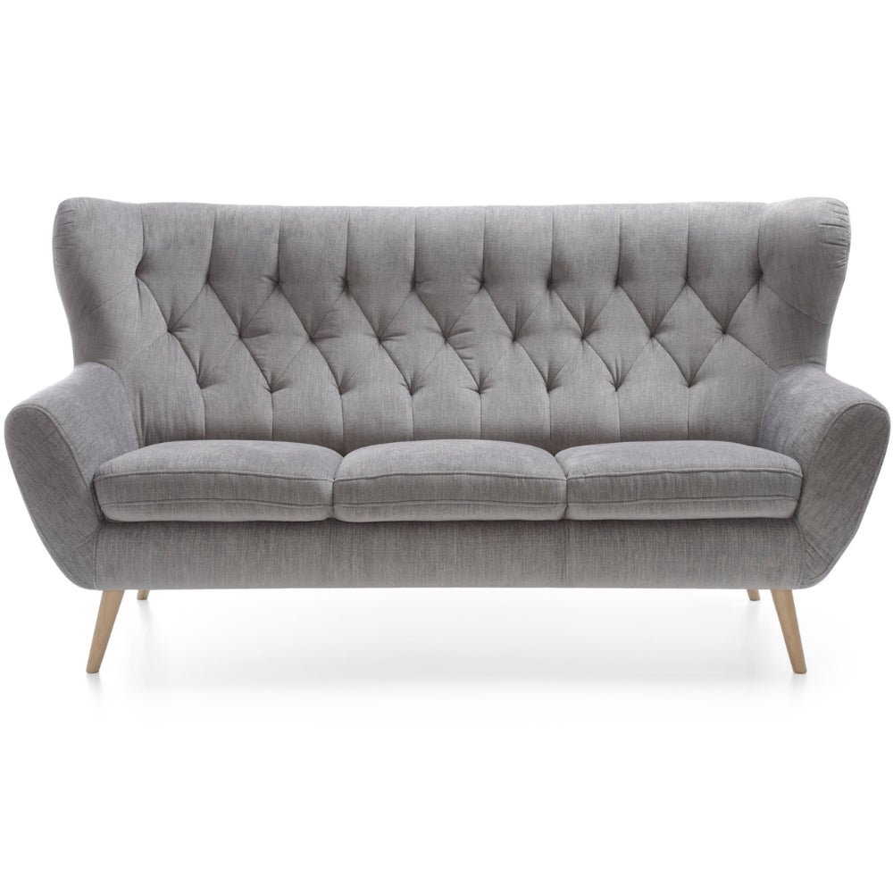 Sofa VOSS 3 osobowa pikowana na drewnianych nóżkach