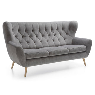 Sofa VOSS 3 osobowa pikowana na drewnianych nóżkach