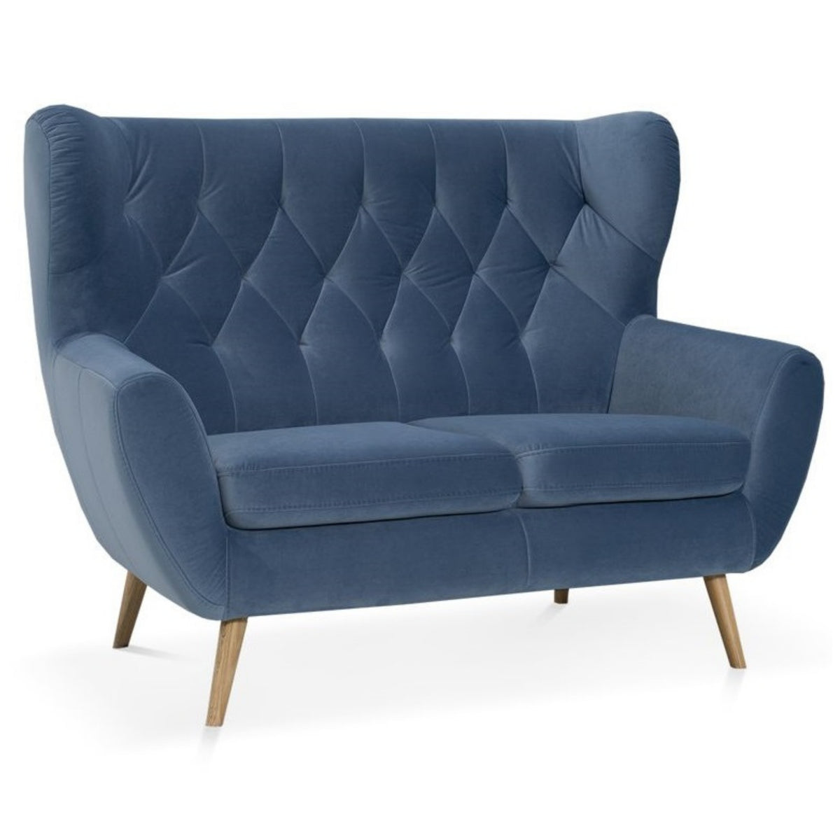 Sofa VOSS 2 osobowa pikowana na drewnianych nóżkach — i-sofa