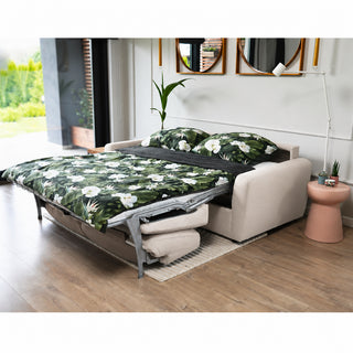 Sofa DOLLY 2,5 osobowa z funkcją spania stelaż włoski z materacem 140 cm i pojemnikiem