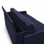 Sofa EMA 2,5 osobowa z pojemnikiem i funkcją spania codziennego stelaż włoski z materacem 140 cm