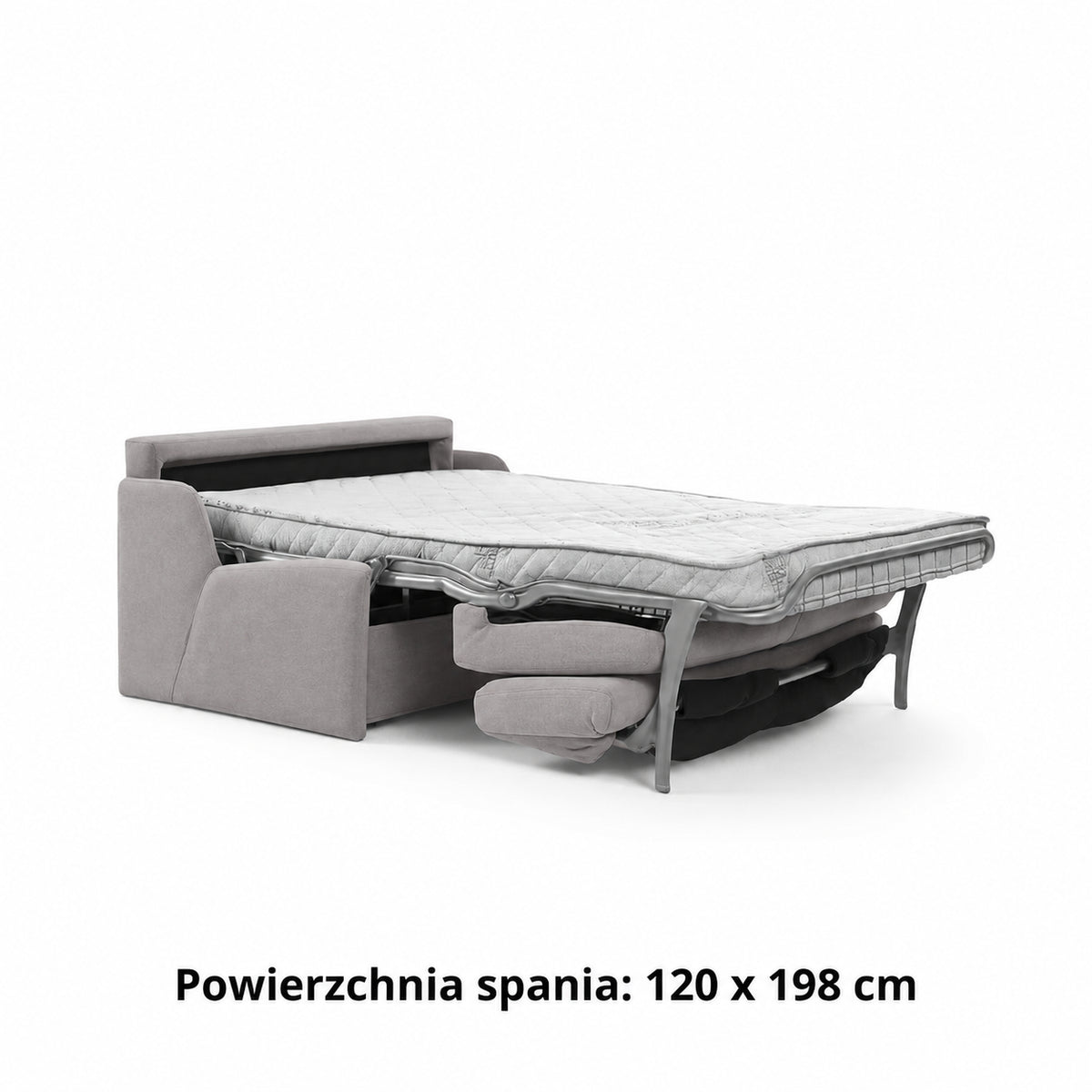 Sofa KIRA bez boków z funkcją spania codziennego stelaż włoski z materacem 120 cm