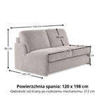 Sofa KIRA bez boków z funkcją spania codziennego stelaż włoski z materacem 120 cm