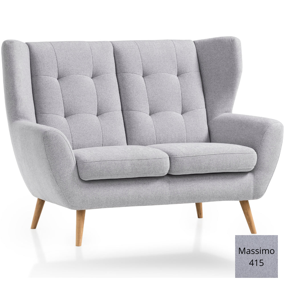 Sofa LAHTI uszak 2 osobowa pikowana na drewnianych nóżkach