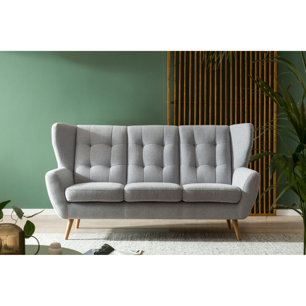 Sofa LAHTI uszak 3 osobowa pikowana na drewnianych nóżkach