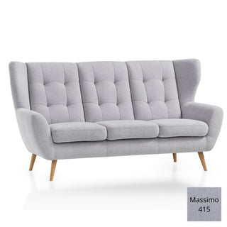 Sofa LAHTI uszak 3 osobowa pikowana na drewnianych nóżkach