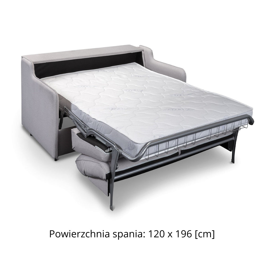 Sofa SOL 2 osobowa z funkcją spania stelaż włoski z materacem 120 cm