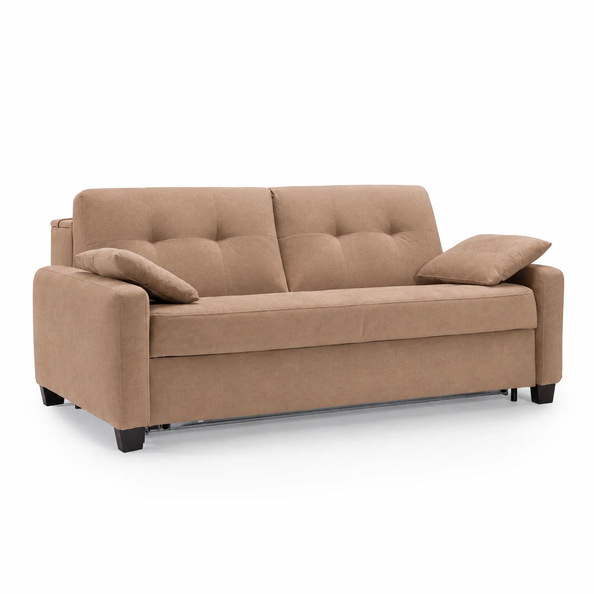 Sofa AURA 2,5 osobowa z funkcją spania codziennego stelaż włoski z materacem 140 cm z pojemnikiem na drewnianych nóżkach