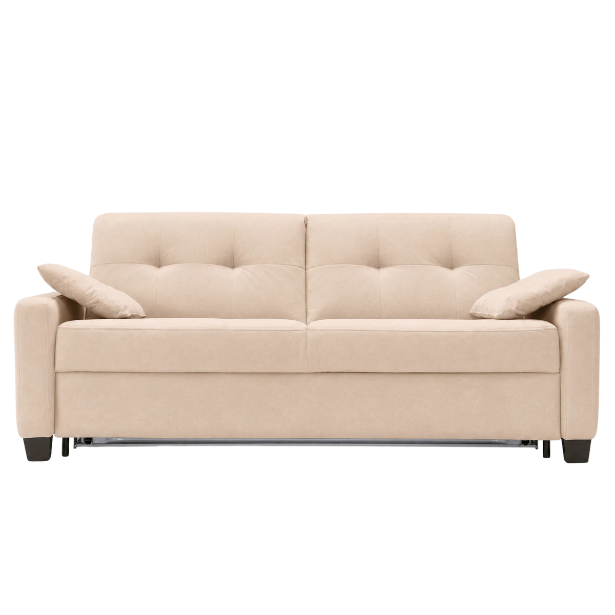 Sofa AURA 3 osobowa z funkcją spania codziennego stelaż włoski z materacem 160 cm z pojemnikiem na drewnianych nóżkach