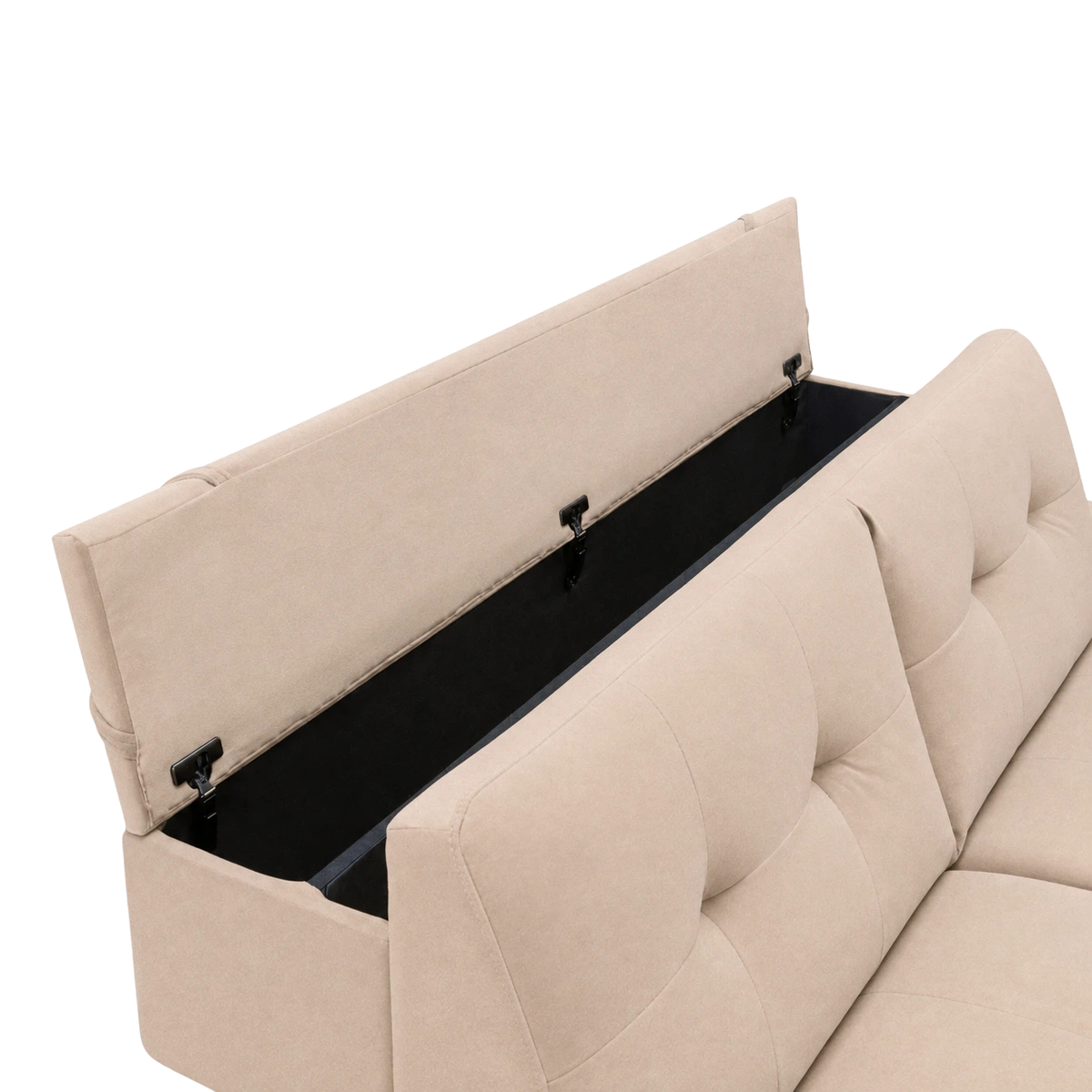 Sofa AURA 3 osobowa z funkcją spania codziennego stelaż włoski z materacem 160 cm z pojemnikiem na drewnianych nóżkach