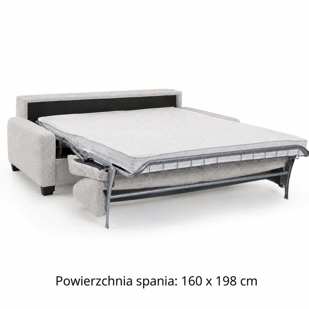 AURA 3-seater sofa with daily sleeping function, Italian frame, 160 cm mattress with container, on wooden legs