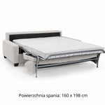 AURA 3-seater sofa with daily sleeping function, Italian frame, 160 cm mattress with container, on wooden legs