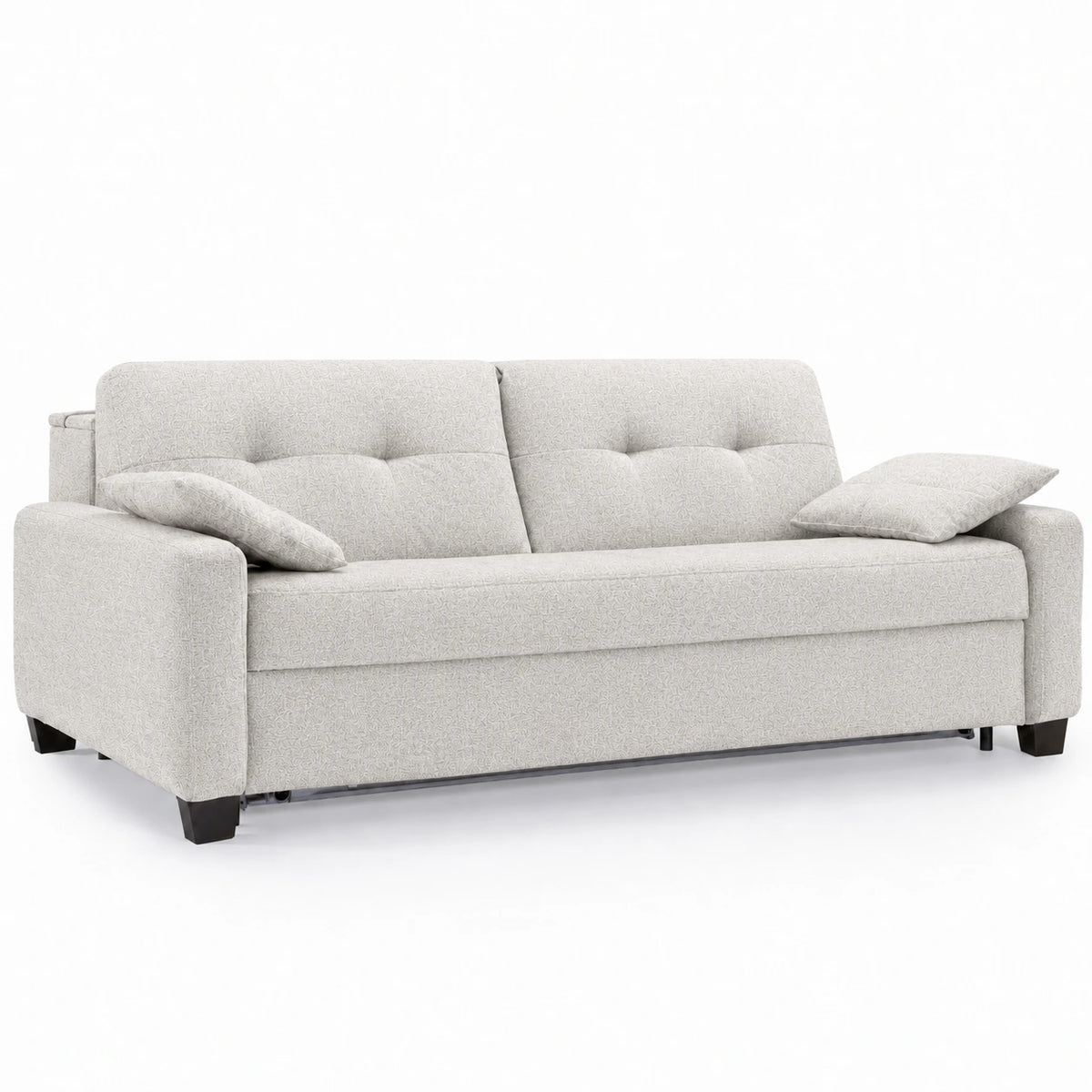 AURA 3-seater sofa with daily sleeping function, Italian frame, 160 cm mattress with container, on wooden legs