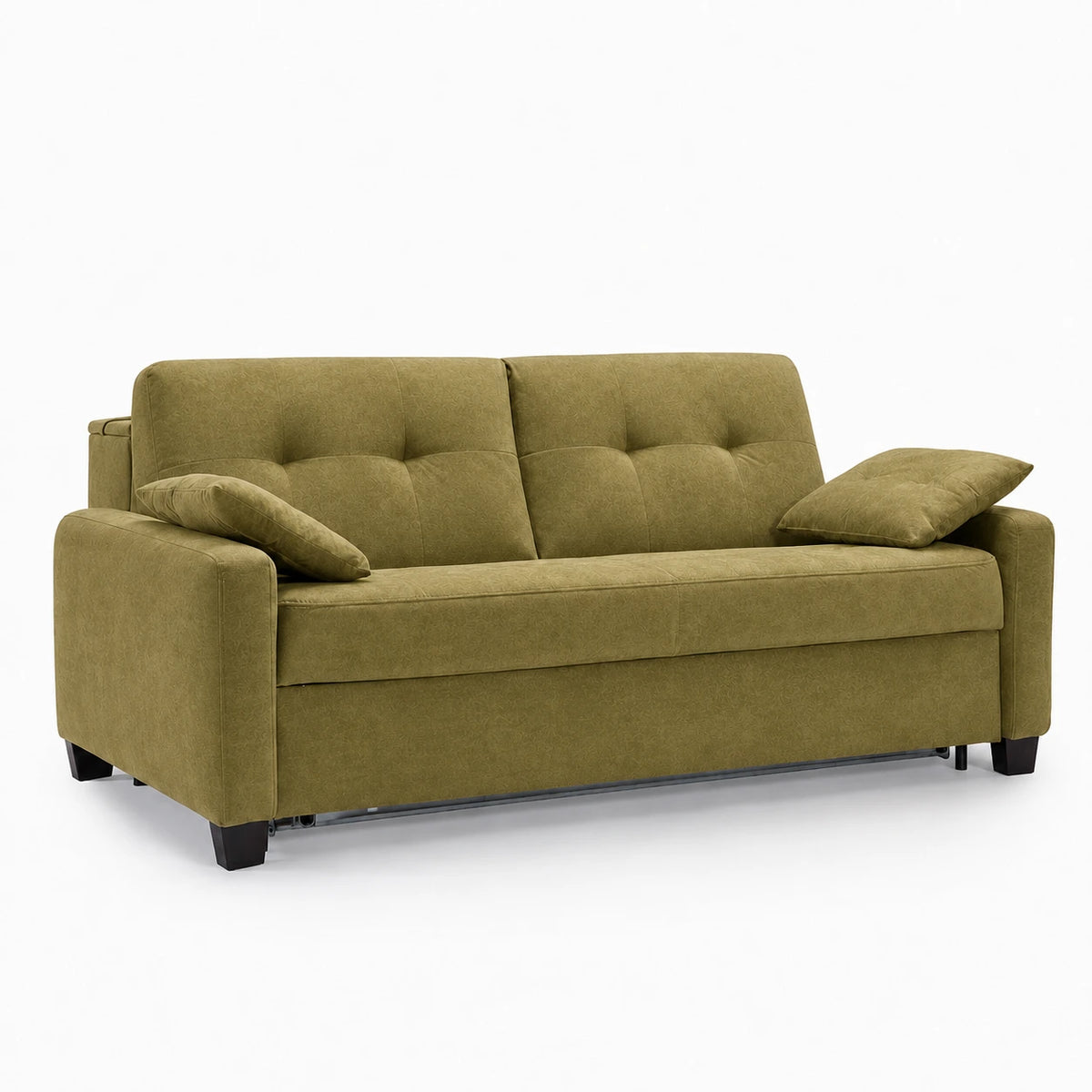 Sofa AURA 3 osobowa z funkcją spania codziennego stelaż włoski z materacem 160 cm z pojemnikiem na drewnianych nóżkach